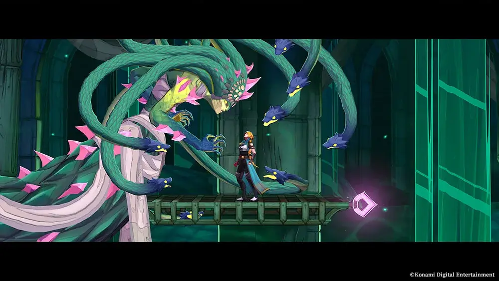 Rose faces Medusa beside a glowing grapple anchor